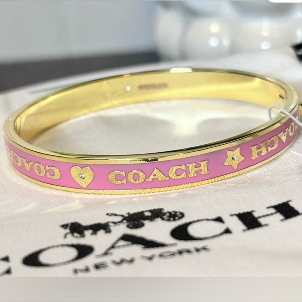 Coach Pink & Gold Bangle Bracelet - Picture 2 of 5